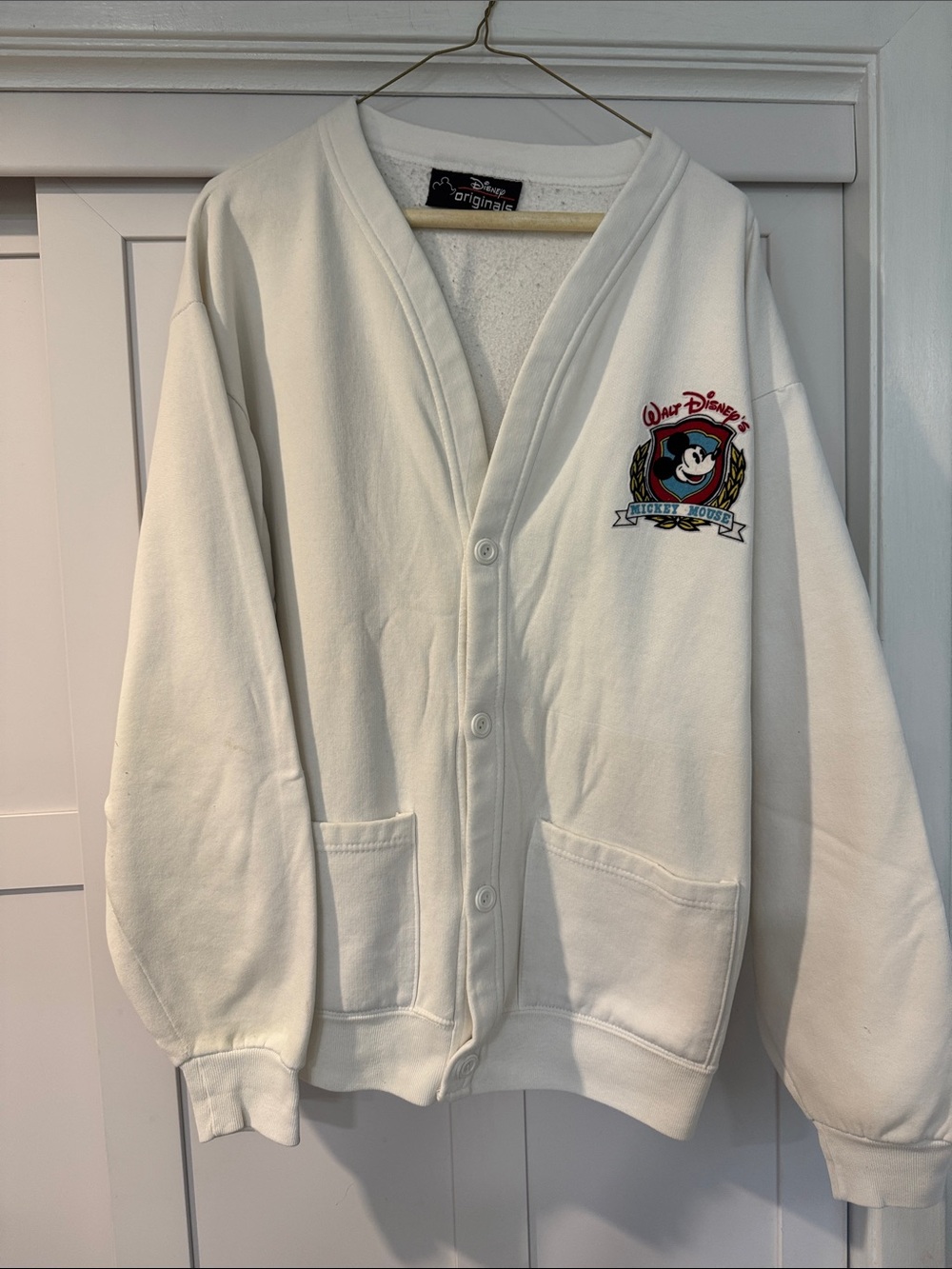 Vintage Disney White Mickey Mouse Button-Front Cardigan